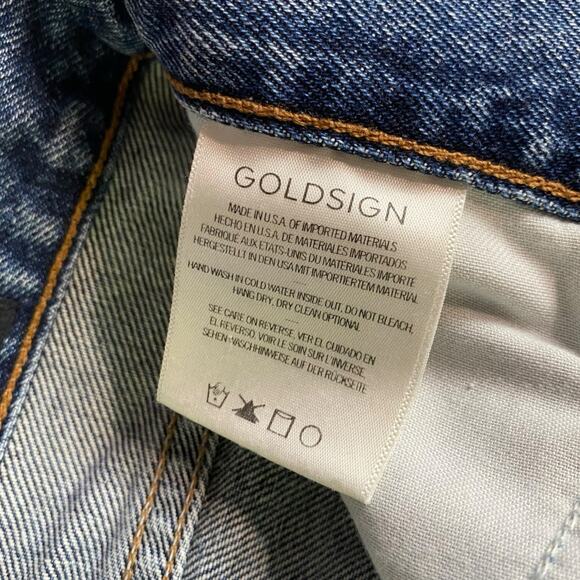 $325 GOLDSIGN Martin High-Rise Straight-Leg Creased Jeans | Sz 26, Mid Denim - Picture 7 of 11